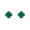 925 Silver Rhodium 5 Clover  Stud Earrings Malachite Green Colour