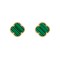 925 Silver 14ct gold Plated 5 Clover  Stud Earrings  Malachite Green