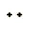 925 Silver 14ct gold Plated  CZ Set 5 Clover Stud Earrings Black Onyx Colour