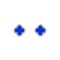 925 Silver Rhodium  CZ Set 5 Clover  Stud Earrings Blue Agate Colour