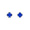 925 Silver 14ct gold Plated  CZ Set 5 Clover Stud Earrings  Blue Agate Colour