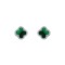 925 Silver Rhodium  CZ Set 5 Clover  Stud Earrings Malachite Green Colour