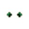 925 Silver 14ct gold Plated  CZ Set 5 Clover  Stud Earrings  Malachite Green