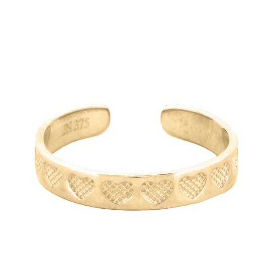 9ct Yellow hearts toe ring