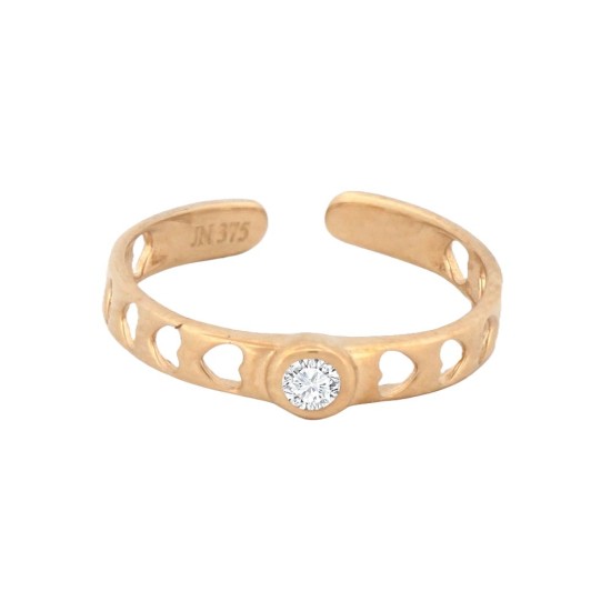 9ct Yellow CZ set & hearts toe ring
