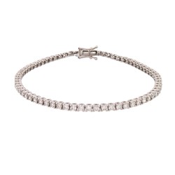 9ct White Gold 3.00ct Claw Set Natural Diamond Line Bracelet