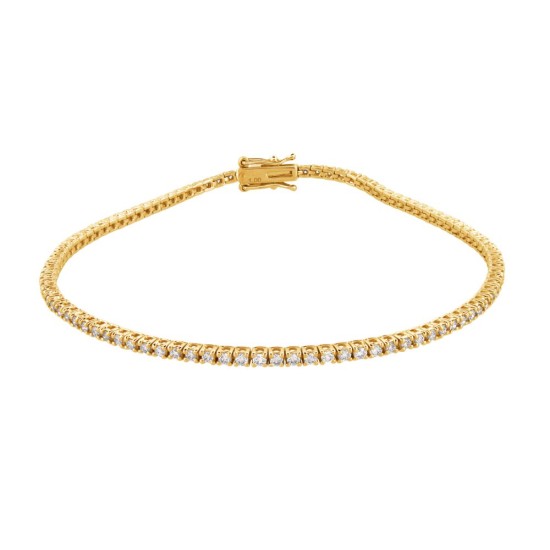 9ct Yellow Gold 1.00ct Claw Set Natural Diamond Line Bracelet