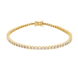 18ct Yellow Gold 3.00ct Claw Set Natural Diamond Line Bracelet