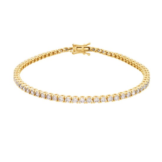 18ct Yellow Gold 3.00ct Claw Set Natural Diamond Line Bracelet