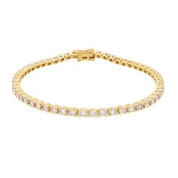 18ct Yellow Gold 4.00ct Claw Set Natural Diamond Line Bracelet