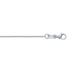 18ct White Gold Diamond Cut Cable 1.2mm Chain 16-18 Inch Extender