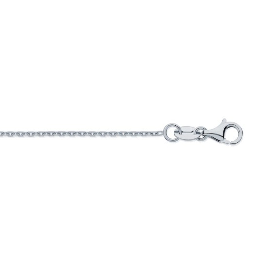 18ct White Gold Diamond Cut Cable 1.2mm Chain 16-18 Inch Extender