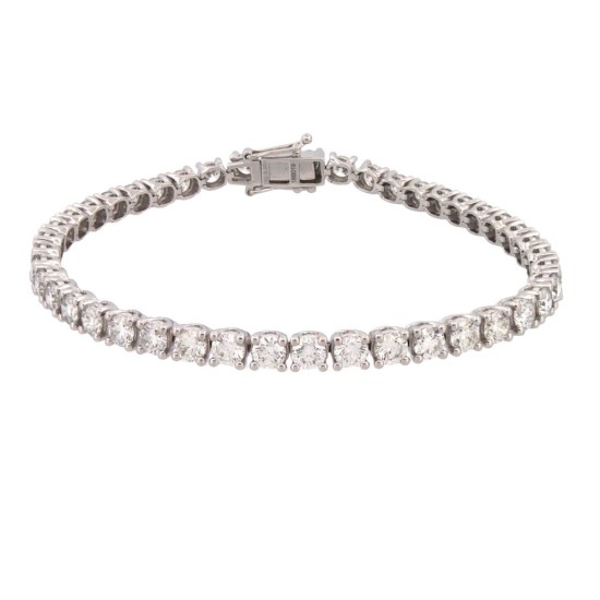 9ct White Gold 8.00ct Claw Set LAB Grown Diamond Line Bracelet