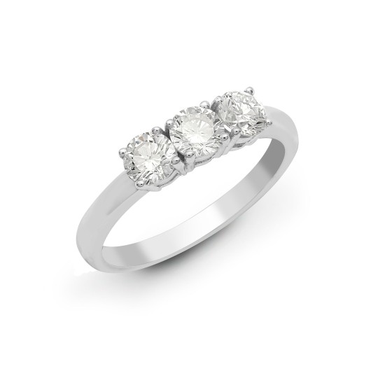 9ct White 0.33ct Natural Diamond Claw Set Trilogy Ring