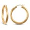 925 Sterling Silver Gold Plated 3mm round-tube twisted creole Hoop Earrings