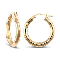 925 Sterling Silver Gold Plated 3mm polished creole Hoop Earrings