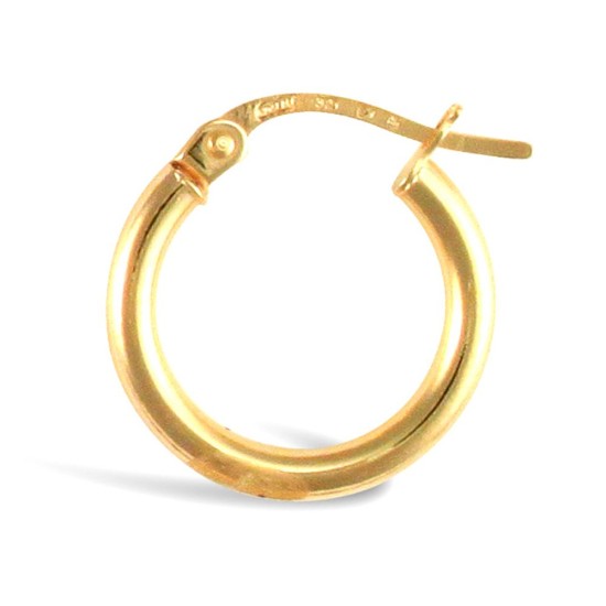 925 Sterling Silver Gold Plated 2mm polished creole Hoop Earrings