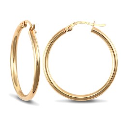 925 Sterling Silver Gold Plated 2mm polished creole Hoop Earrings