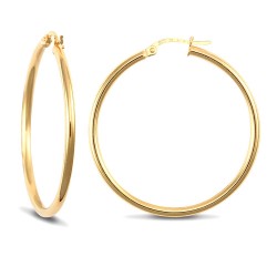 925 Sterling Silver Gold Plated 2mm polished creole Hoop Earrings