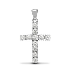9ct White Gold Natural Diamond Cross