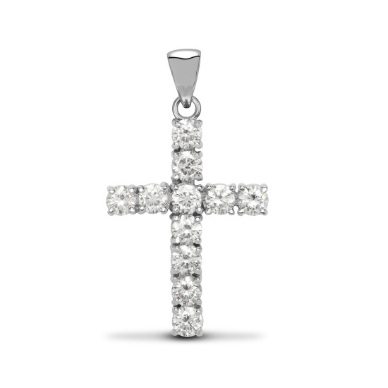 9ct White Gold Natural Diamond Cross