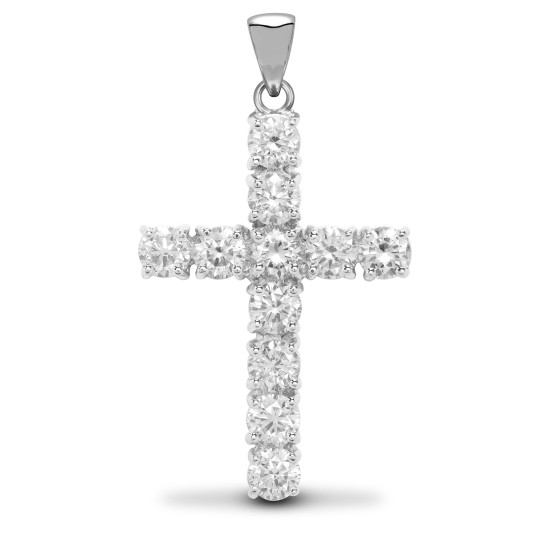 9ct White Gold Natural Diamond Cross