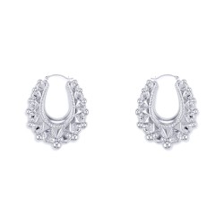 925 Sterling Silver Oval Spiked Creole Earrings