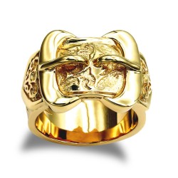 925 Sterling Silver hand finished premium weight carved double buckle design ring