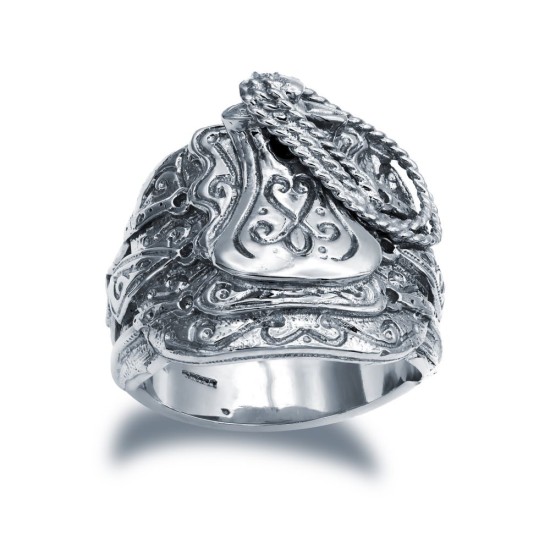 925 Sterling Silver hand finished heavy weight saddle ring