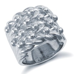 925 Sterling Silver hand finished super premium weight 4 row keeper ring with roped edges