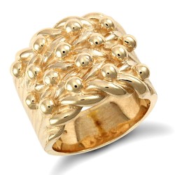 925 Sterling Silver hand finished super premium weight 4 row keeper ring with roped edges