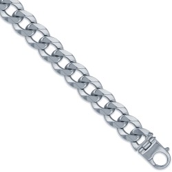 925 Sterling Silver Traditional Heavy Weight Curb Link 20mm Gauge Bracelet