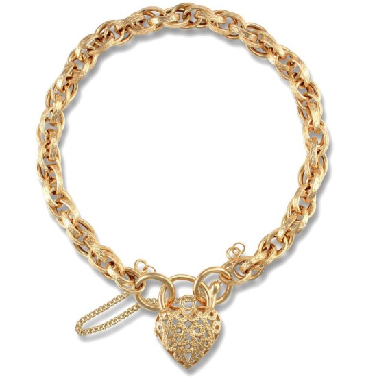 9ct Yellow Gold Filigree Padlock Bracelet
