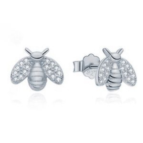 925 Silver Rhodium Plated CZ Set Stud Earrings