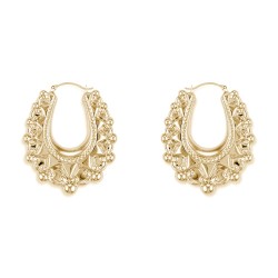 925 Sterling Silver 14K Gold Plated Oval Spiked Creole Earrings