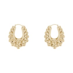 925 Sterling Silver 14K Gold Plated Oval Spiked Creole Earrings