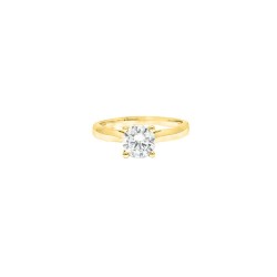 9ct Yellow Gold, 1.00ct Round Cubic Zirconia Wed-fit Solitaire Ring