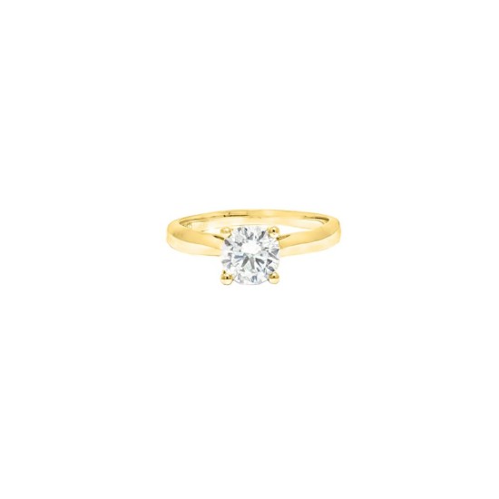 9ct Yellow Gold, 1.00ct Round Cubic Zirconia Wed-fit Solitaire Ring