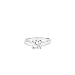 9ct White Gold, 1.00ct Round Cubic Zirconia Wed-fit Solitaire Ring
