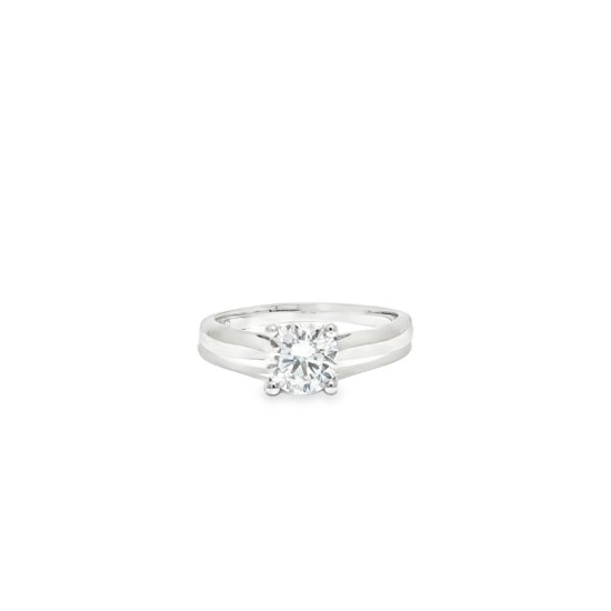 9ct White Gold, 1.00ct Round Cubic Zirconia Wed-fit Solitaire Ring