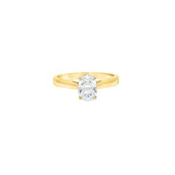 9ct Yellow Gold, 1.00ct Oval Cubic Zirconia Wed-fit Solitaire Ring