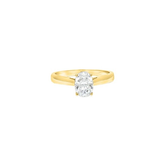 9ct Yellow Gold, 1.00ct Oval Cubic Zirconia Wed-fit Solitaire Ring