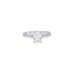 9ct White Gold, 1.00ct Oval Cubic Zirconia Wed-fit Solitaire Ring