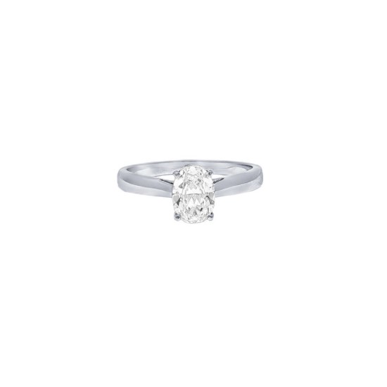 9ct White Gold, 1.00ct Oval Cubic Zirconia Wed-fit Solitaire Ring