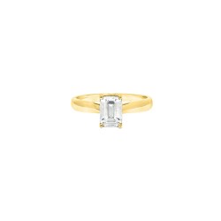 9ct Yellow Gold, 1.00ct Emerald Cut Cubic Zirconia Wed-fit Solitaire Ring