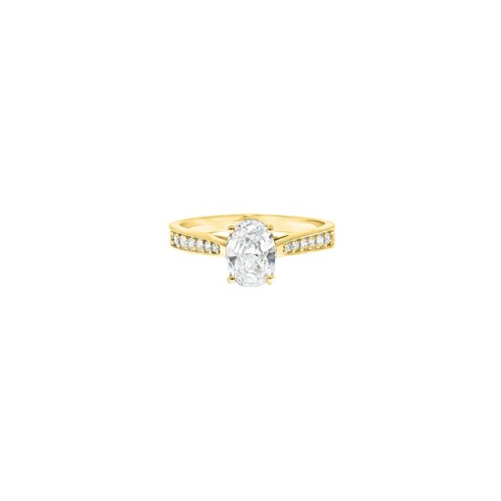 9ct Yellow Gold, 1.00ct Oval Cubic Zirconia Wed-fit Engagement Ring