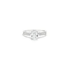 9ct White Gold, 1.00ct Oval Cubic Zirconia Wed-fit Engagement Ring