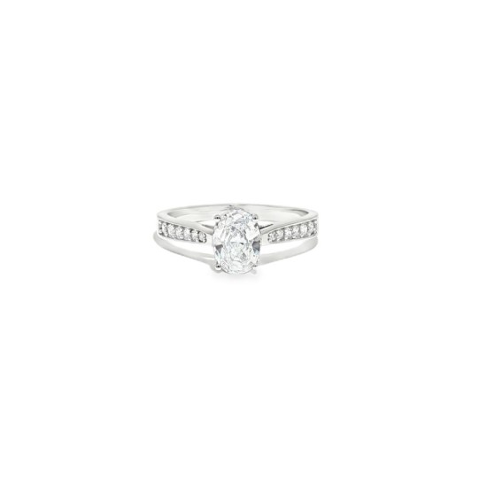 9ct White Gold, 1.00ct Oval Cubic Zirconia Wed-fit Engagement Ring