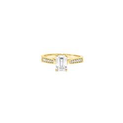 9ct Yellow Gold, 1.00ct Emerald Cut Cubic Zirconia Wed-fit Engagement Ring
