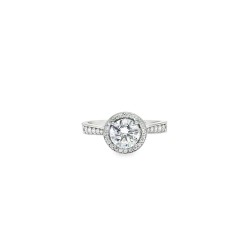 9ct White Gold, 1.00ct Round Cubic Zirconia Wed-fit Halo Ring